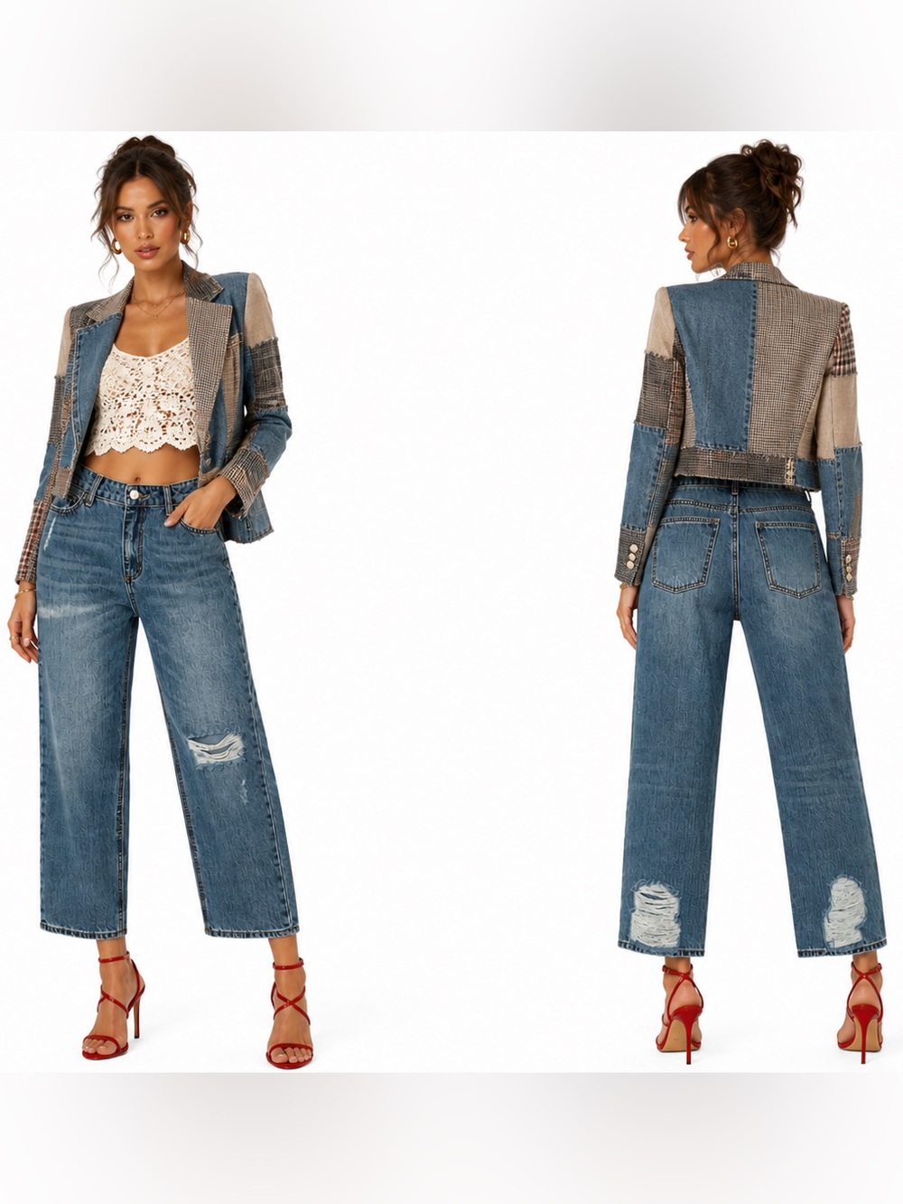 Evidnt Malibu Girlfriend High Rise Straight Leg Ripped Jeans Womens SZ 26 Grunge
